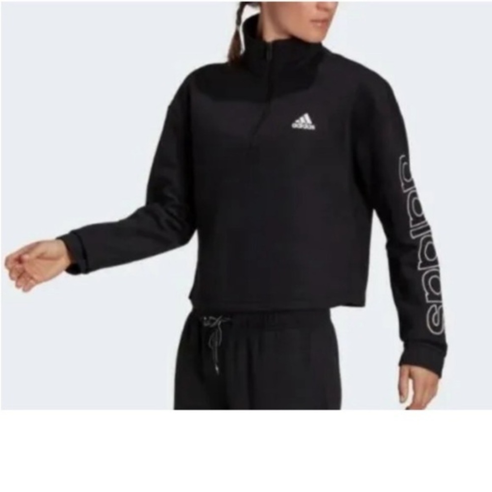 adidas Essential Women's Fleece Loose Cropped 1/4-Zip Pullover Size: small NWT